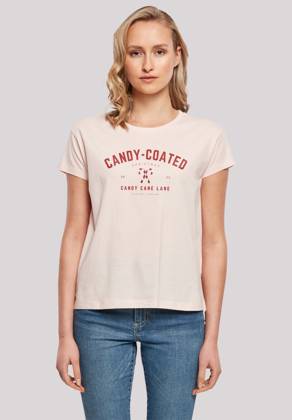 

Футболка с принтом WEIHNACHTEN CANDY COATED CHRISTMAS F4NT4STIC, розовый