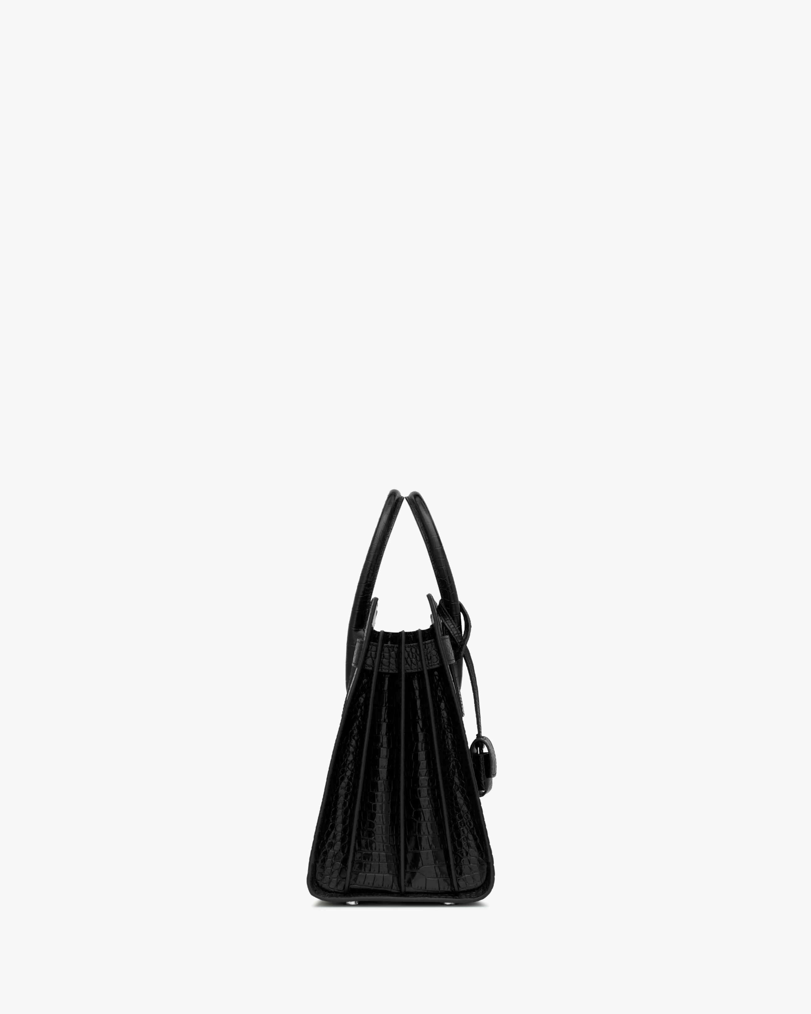 Сумка Sac de Jour из кожи с тиснением под крокодила - маленькая Saint Laurent, черный — фото 4