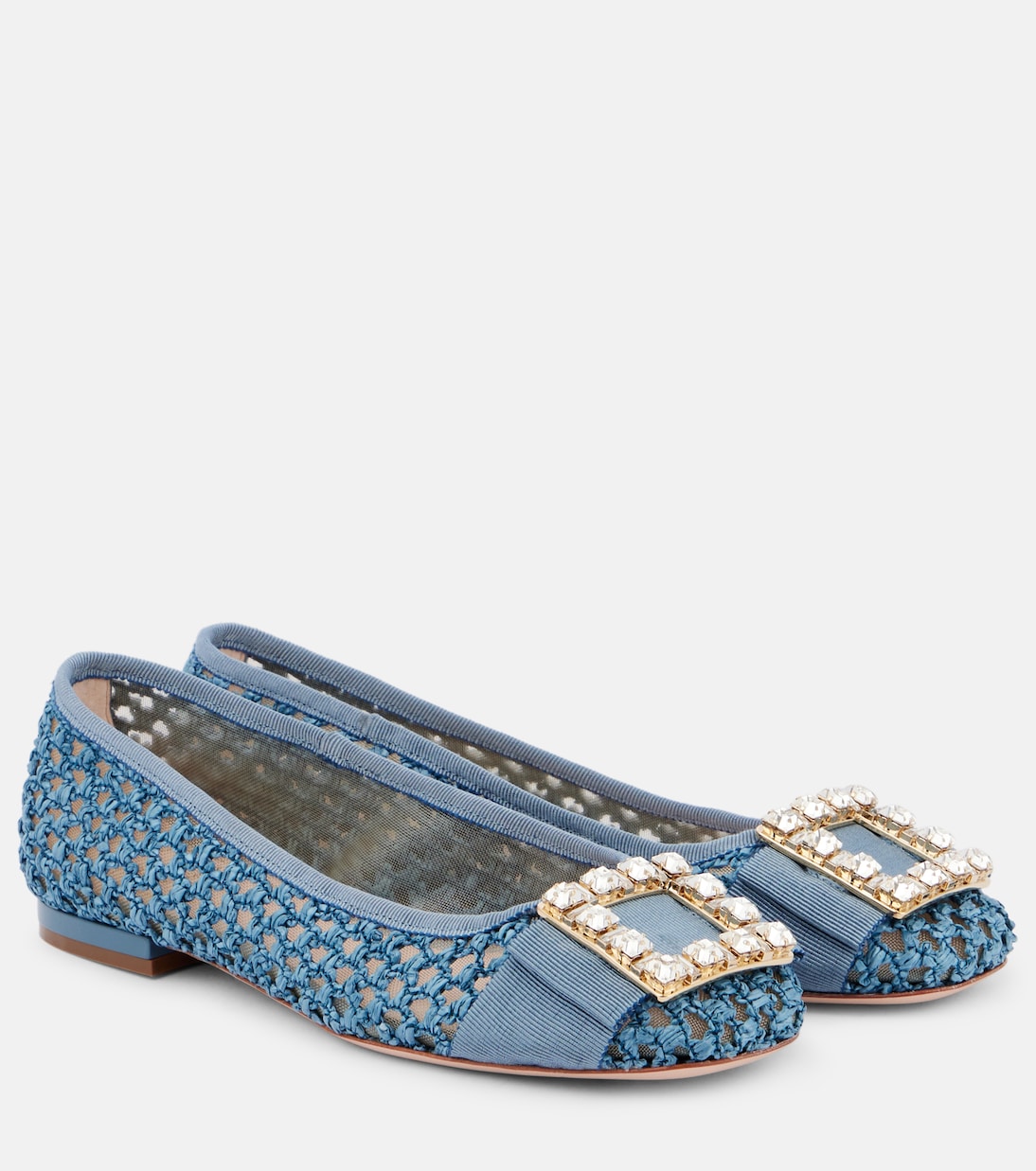 Балетки с декором Tres Vivier Roger Vivier, Pale Blu+Nuvola+Carne