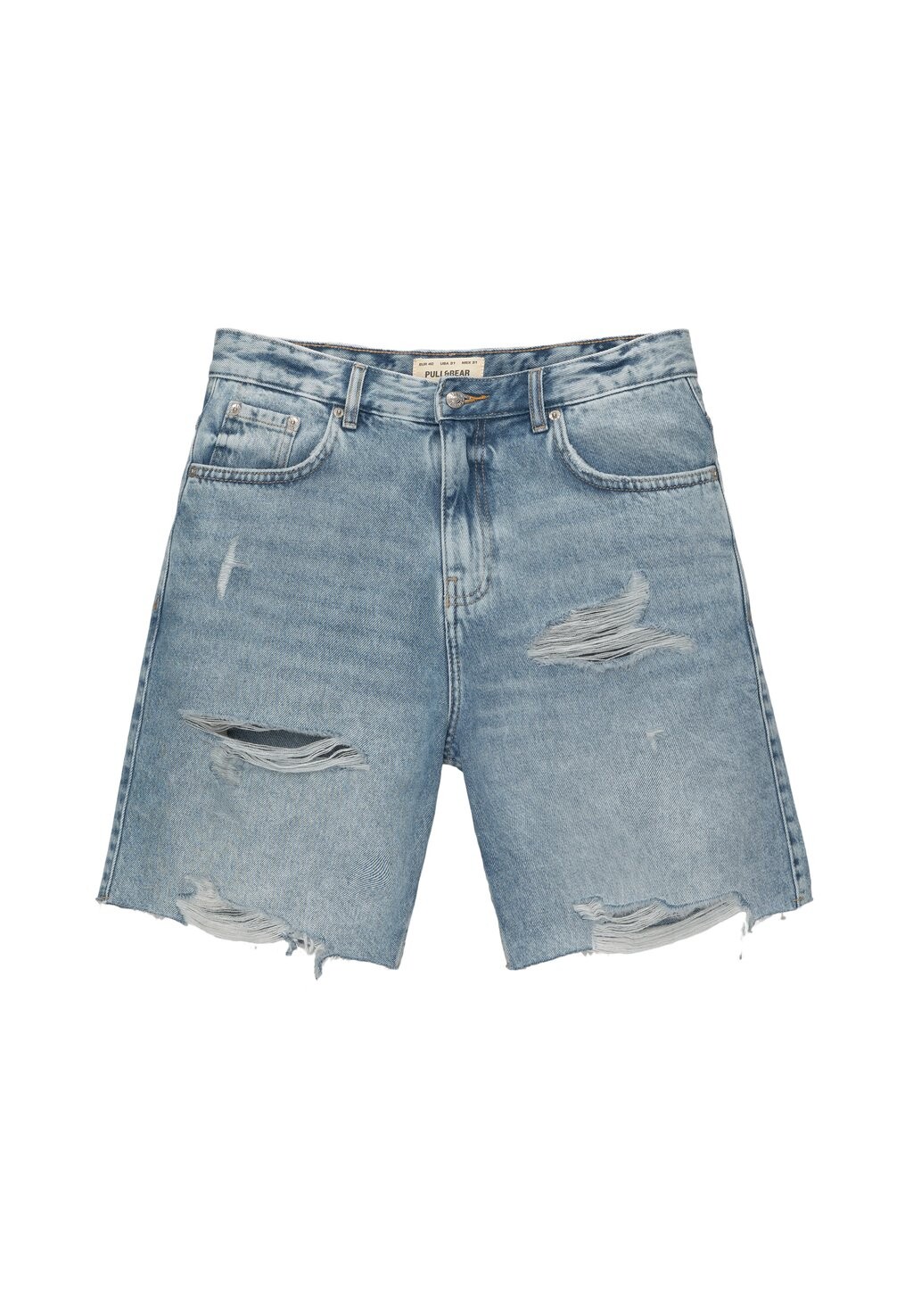 

БЕРМУДА Ripped PULL&BEAR, Джинсовые шорты голубой деним