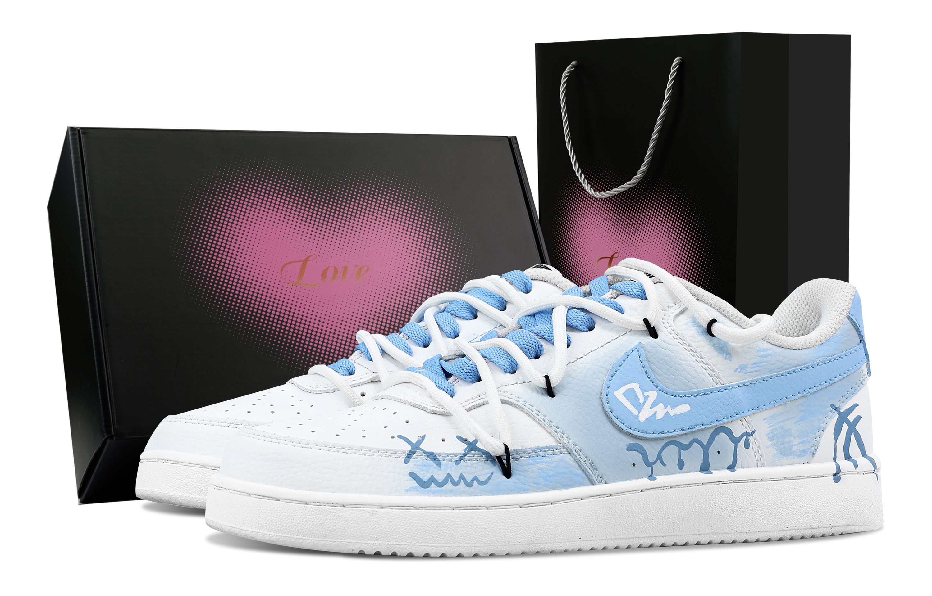 

Nike Кроссовки для скейтбординга Court Vision 1 Low Top, мужские, белые, синие