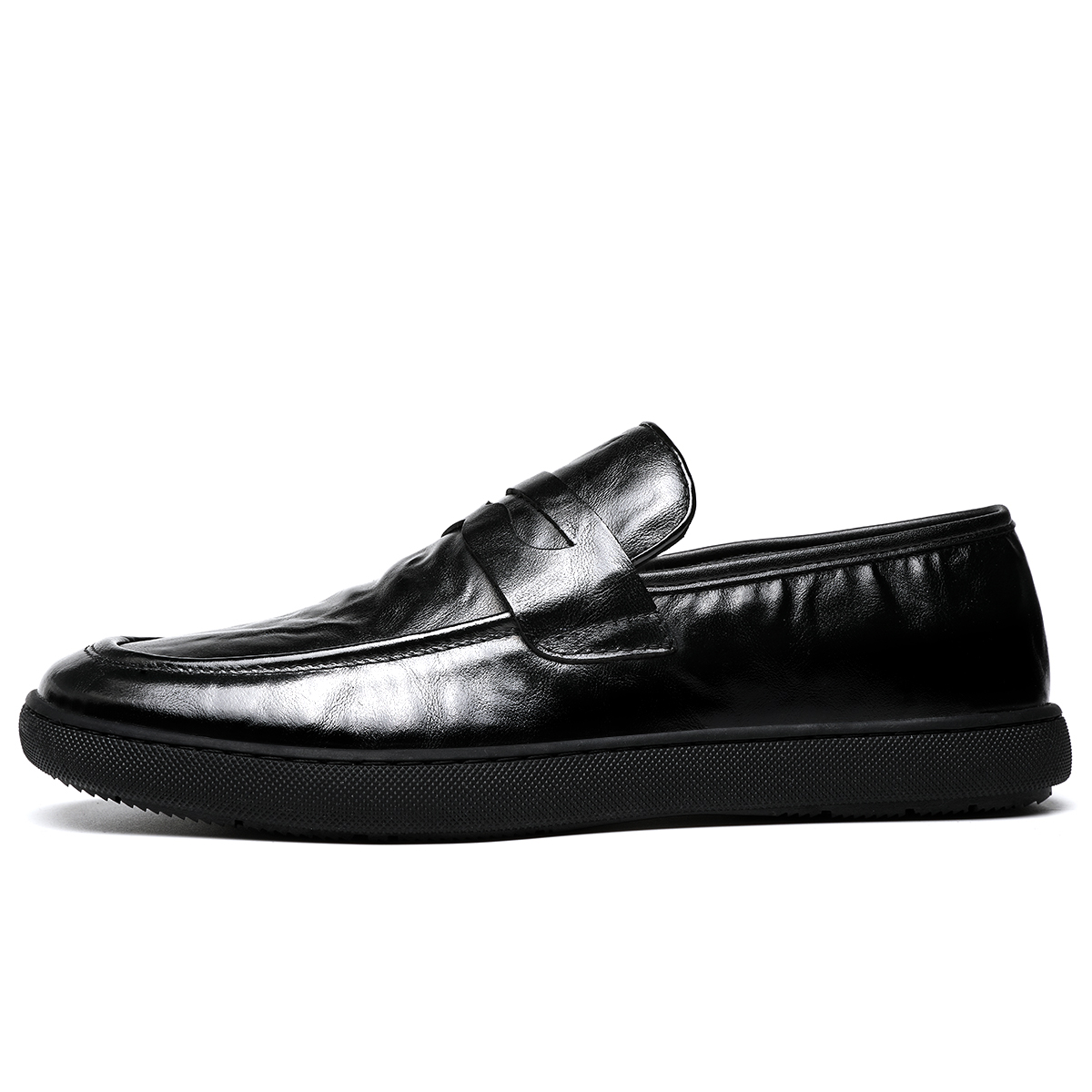 

Повседневные кожаные туфли мужские низкие черные FAPAI, черный (Top Grain Cow Leather Style)