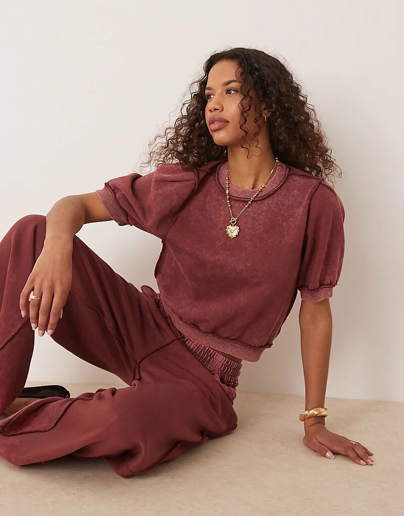 

Футболка ASOS DESIGN с открытым швом и короткими рукавами, бордовая, от производителя