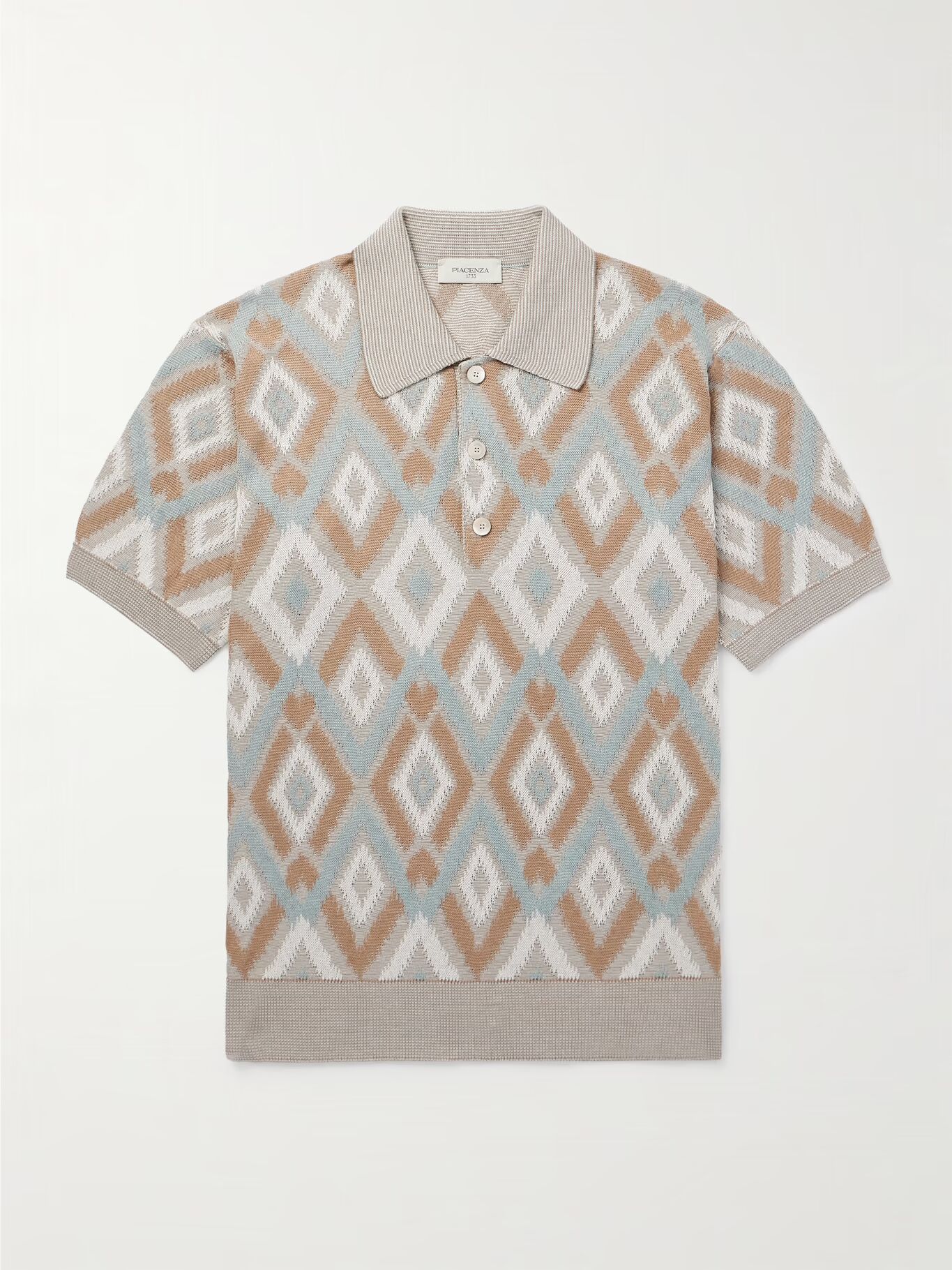 

Рубашка-поло облегающего кроя из смеси шелка и хлопка PIACENZA 1733, бежевый