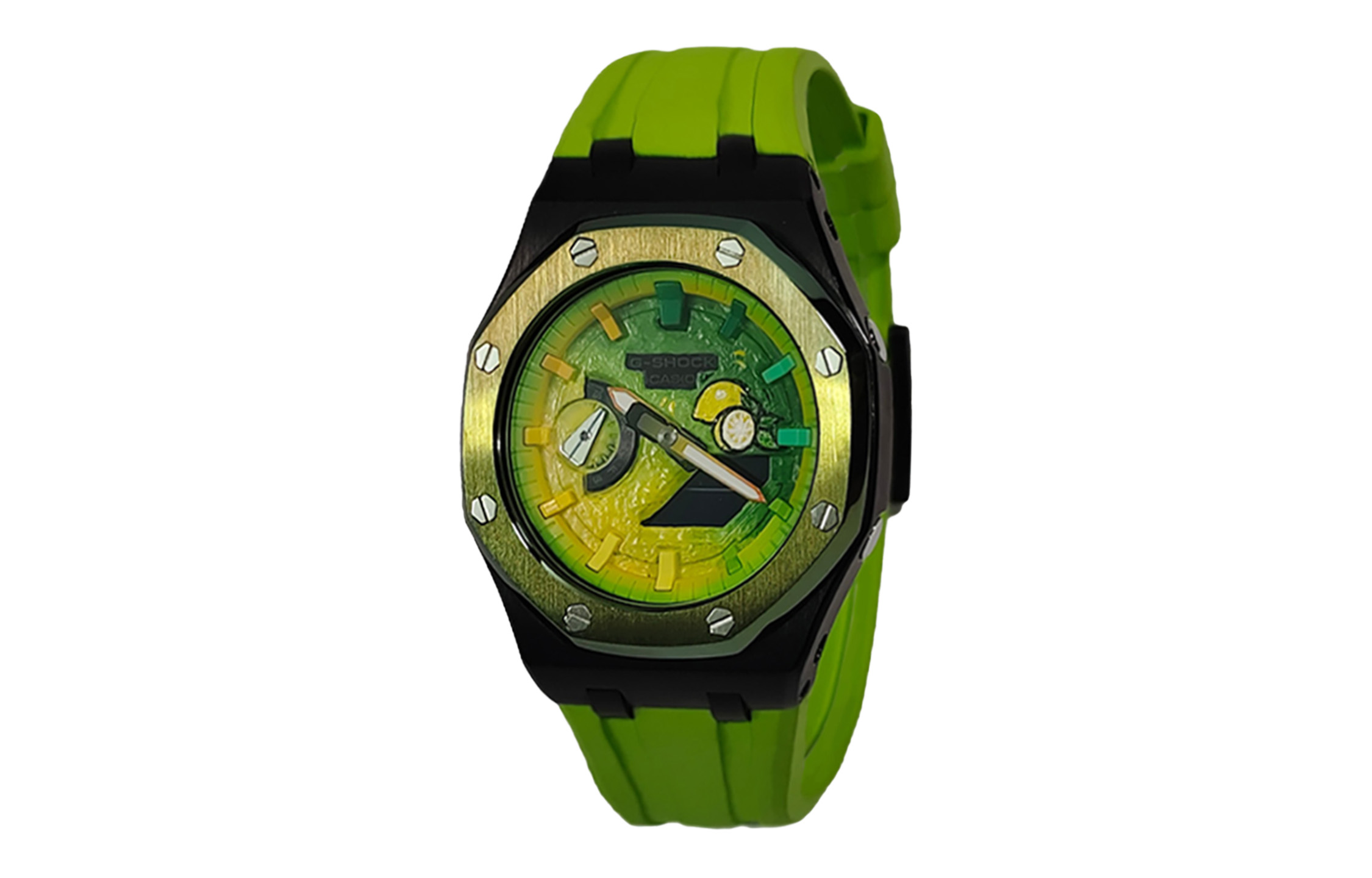 

CASIO Часы Retrofit Series GA2100 Collection Quartz Movement Fluoroelastomer Strap Watch Men's Watch Green Dial