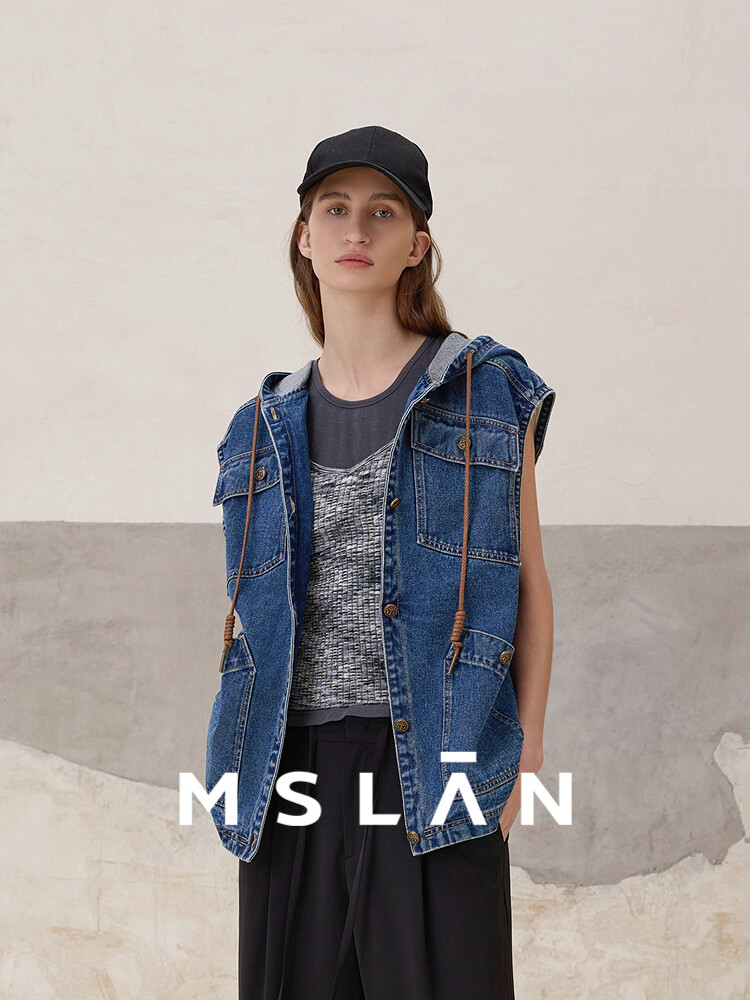 

Жилет джинсовый Mslan с капюшоном, синий