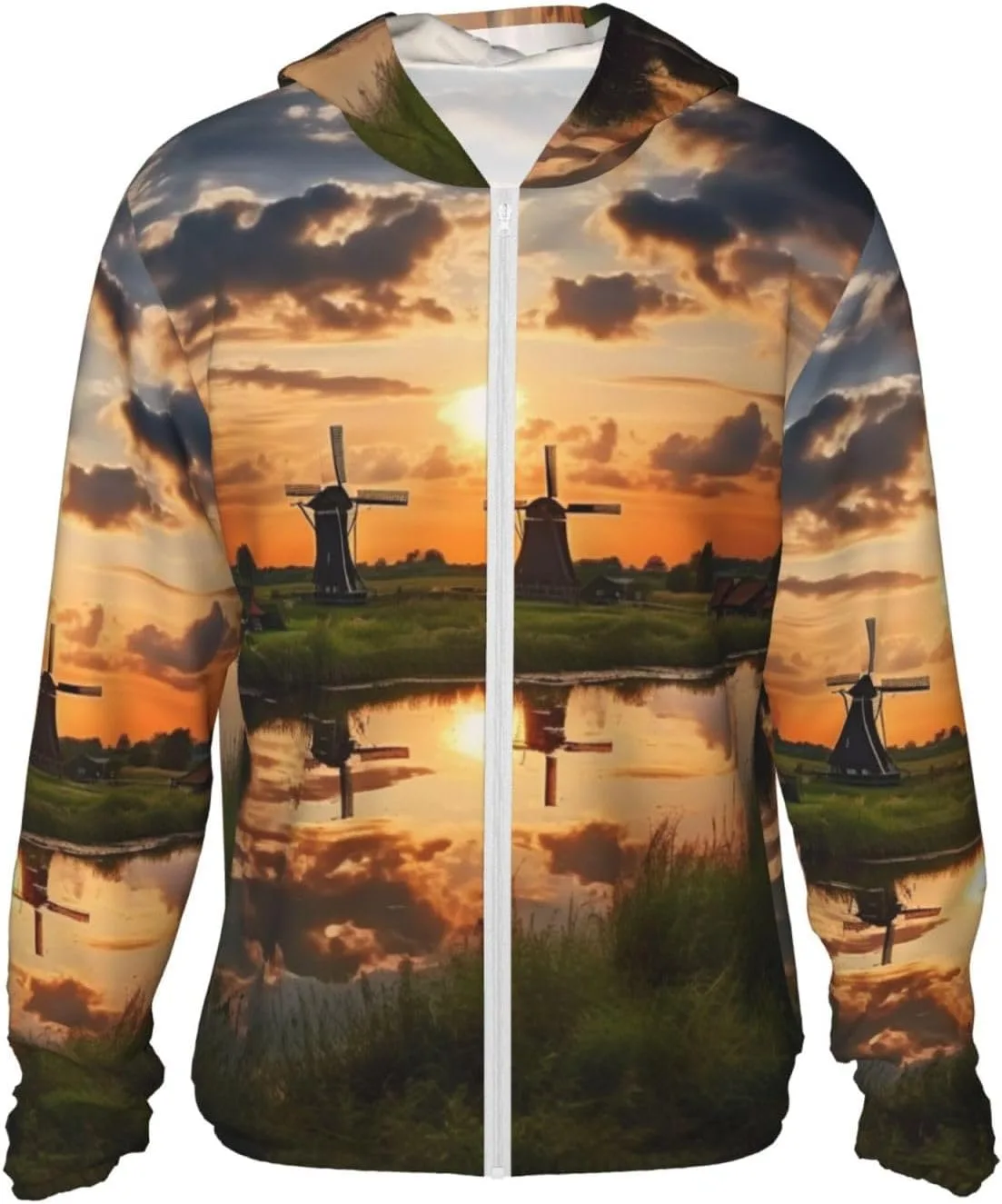 

UPF 50+ легкая куртка-худи на молнии для защиты от солнца, для женщин и мужчин, с длинным рукавом LHBWCVN