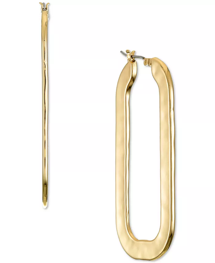 

Золотистые кованые овальные серьги-кольца Style & Co