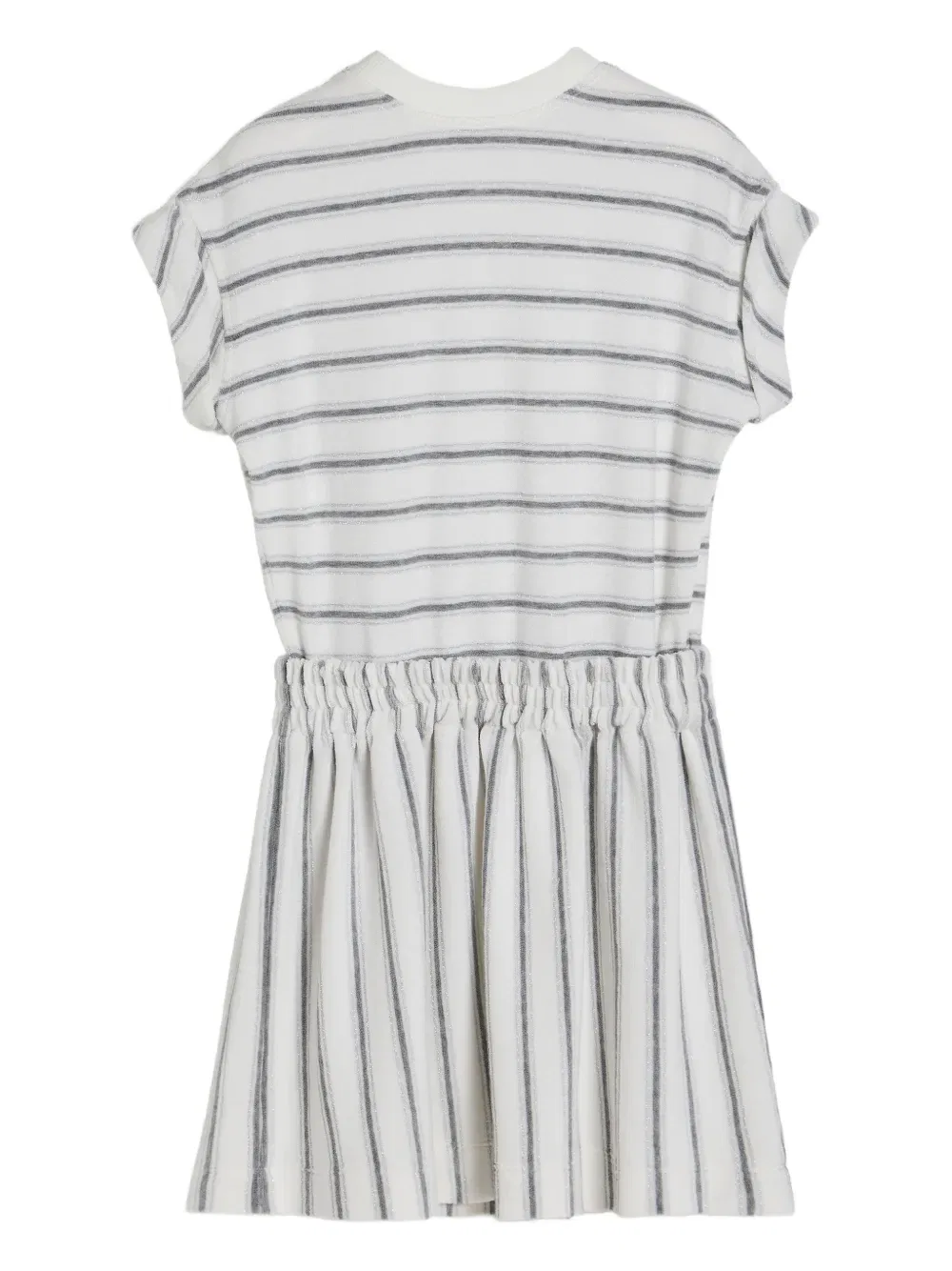 Платье из полосатого трикотажа Brunello Cucinelli Kids, белый — фото 2