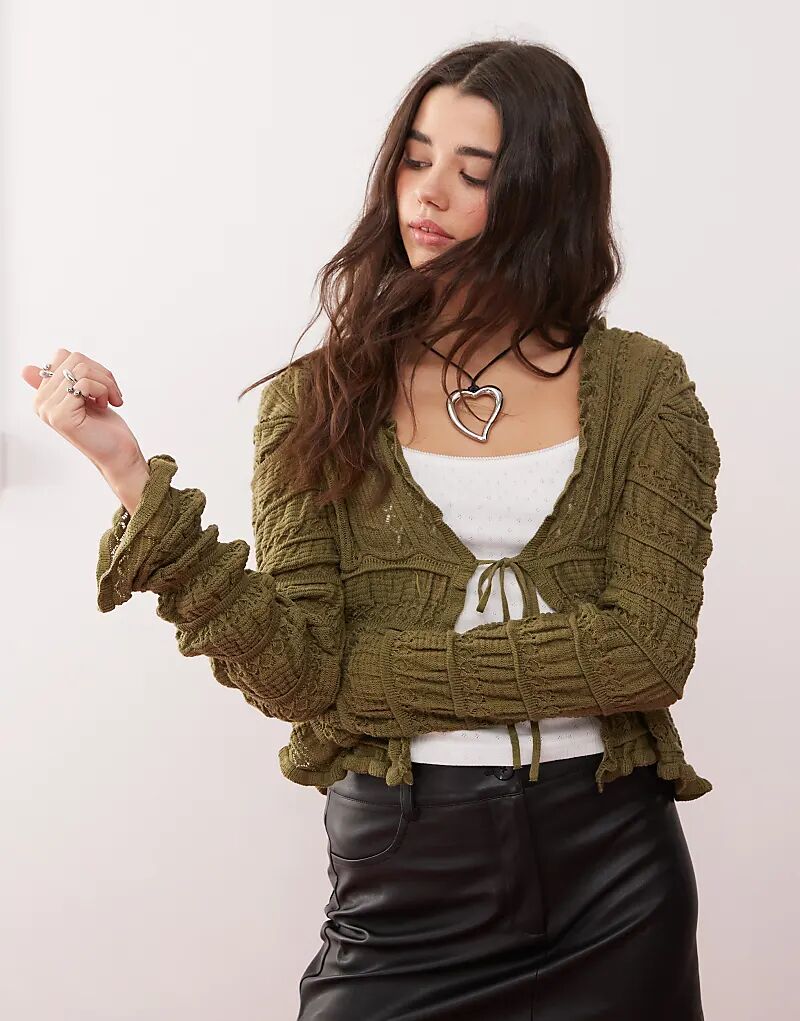 

Кардиган с длинными рукавами в оливковом цвете Miss Selfridge