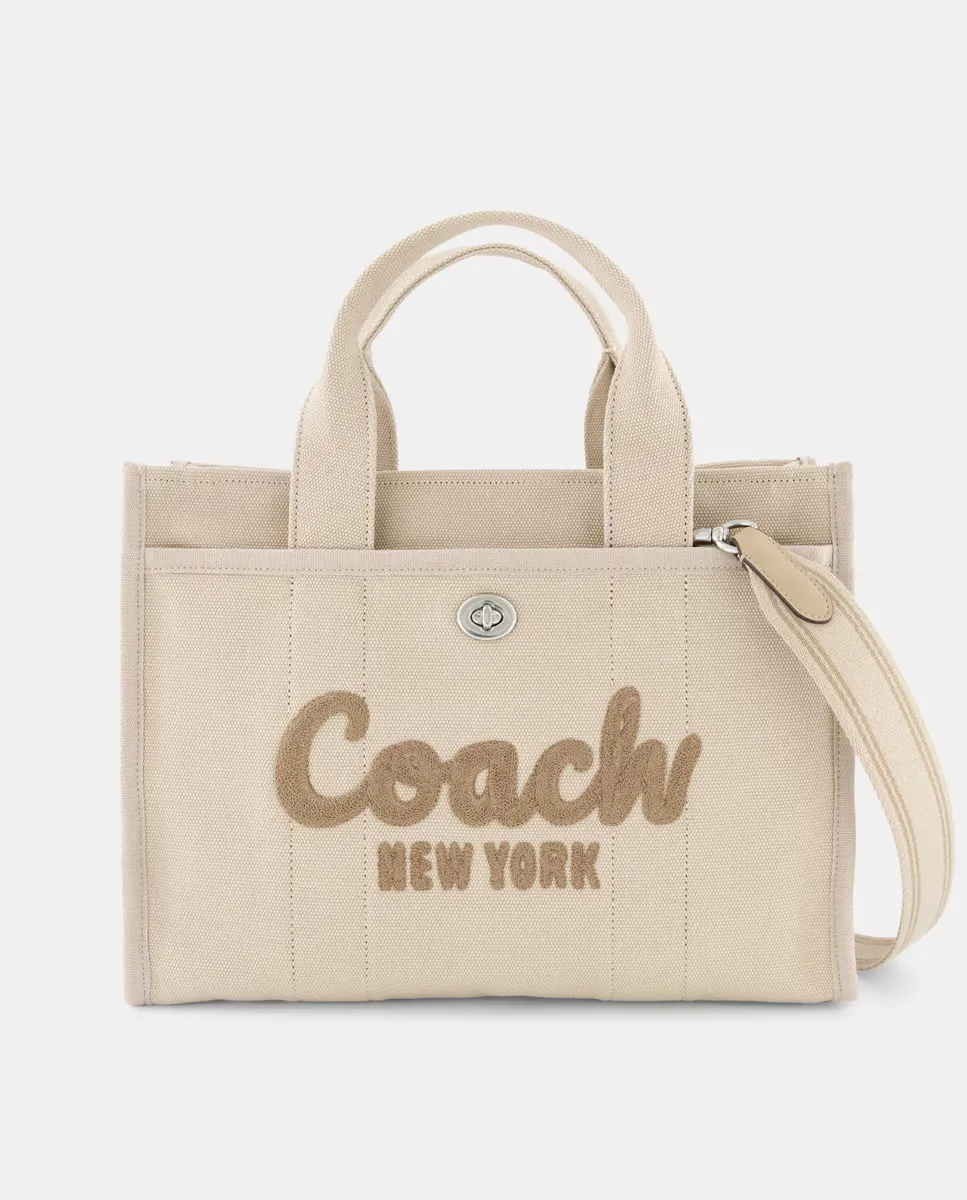 

Хлопковая сумка-тоут с дополнительной ручкой Coach, бежевый