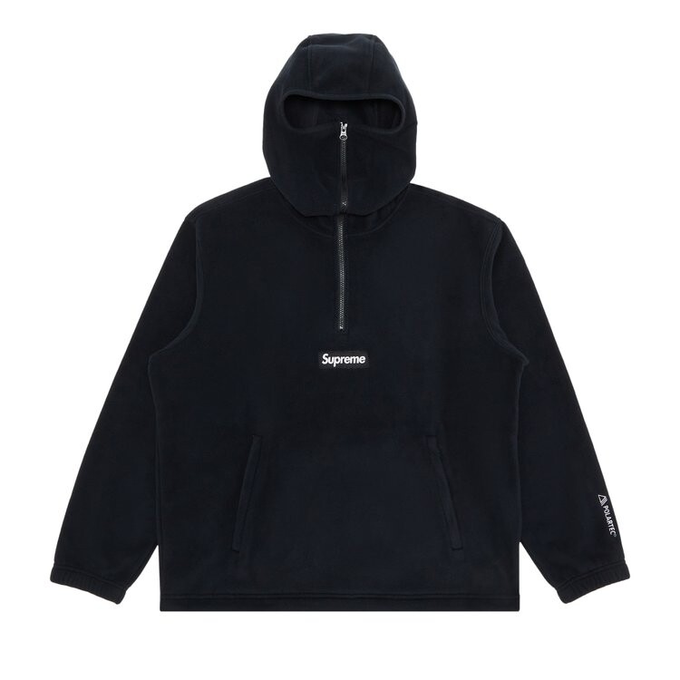 

Толстовка Supreme Polartec Facemask Half Zip Hooded 'Black', черный