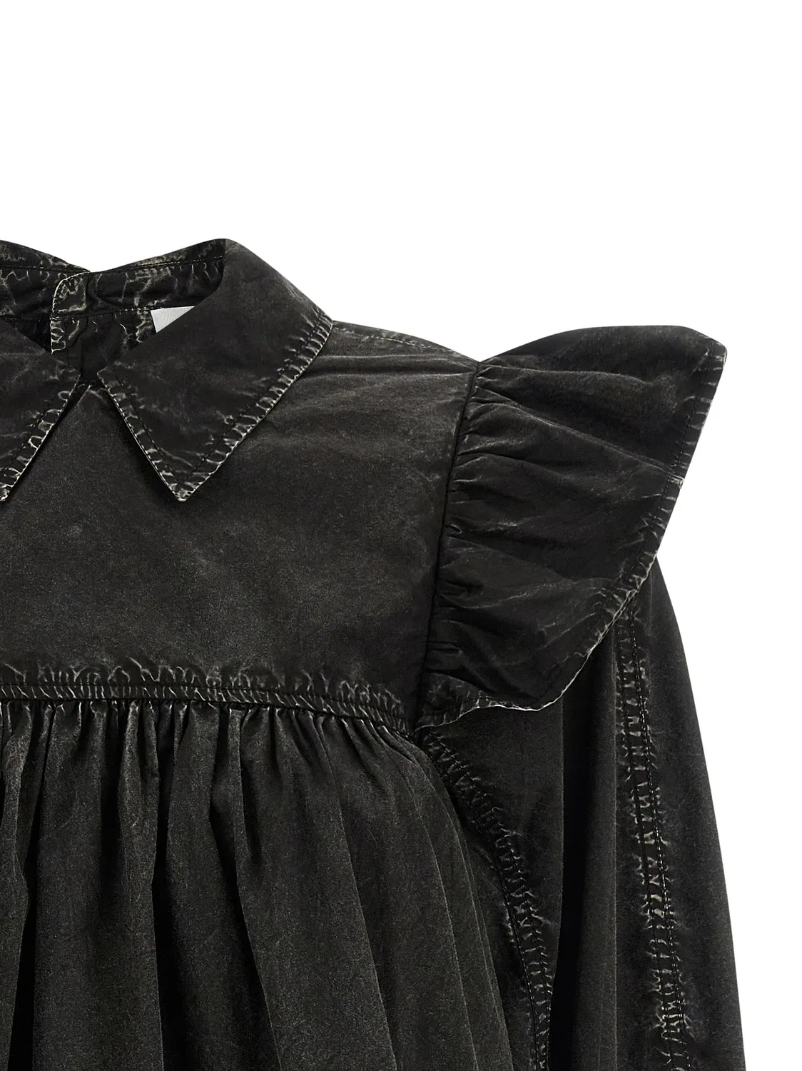 Блузка «Black Washed Frill» GANNI, черный — фото 3