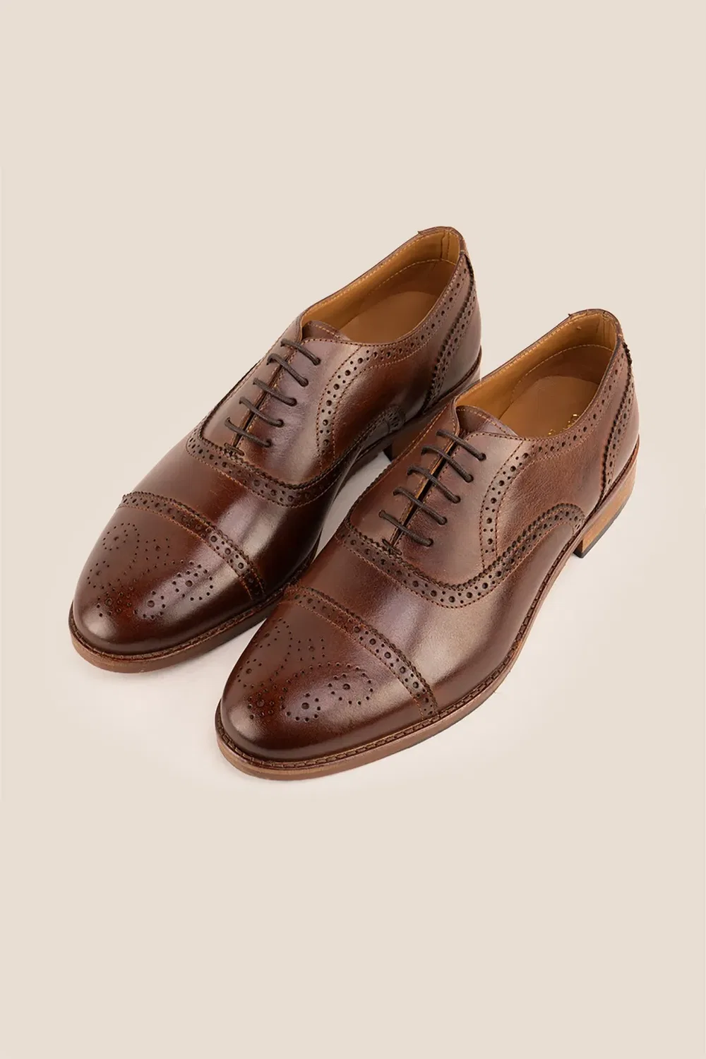 Туфли Oxford brogue кожаные Oswin Hyde, коричневый — фото 4