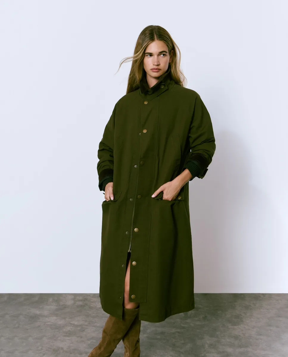 

Длинная женская парка из хлопка Brownie, военный зеленый