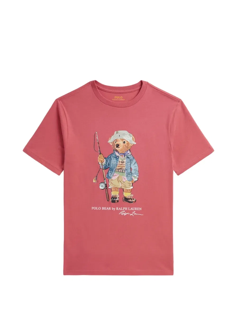 Футболка из хлопка с мишкой Polo Bear POLO RALPH LAUREN KIDS, розовый