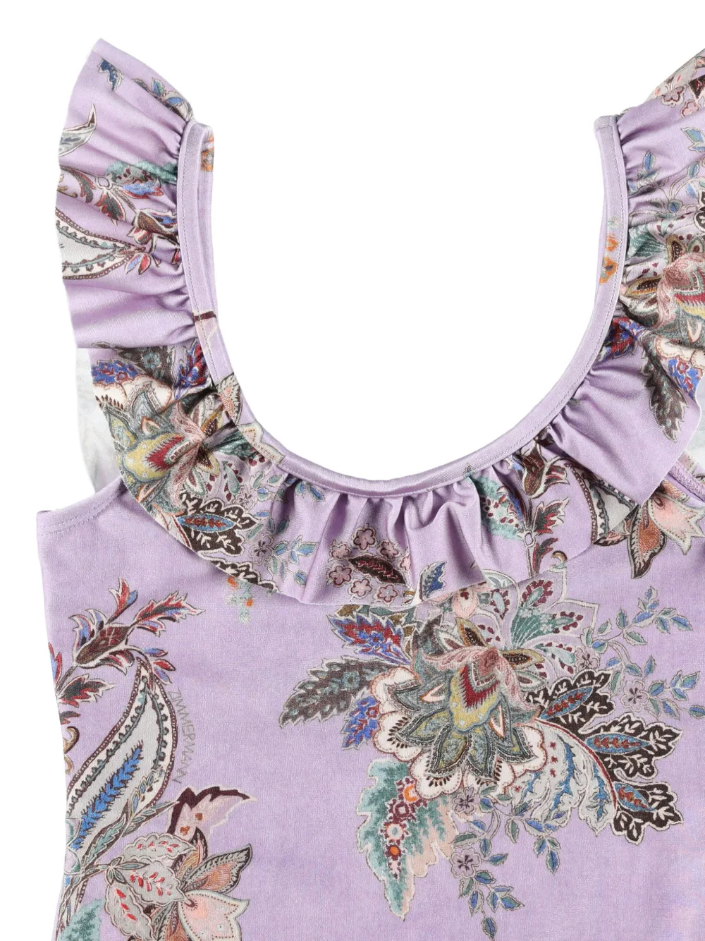 Слитный купальник с оборками Zimmermann Kids, фиолетовый — фото 3