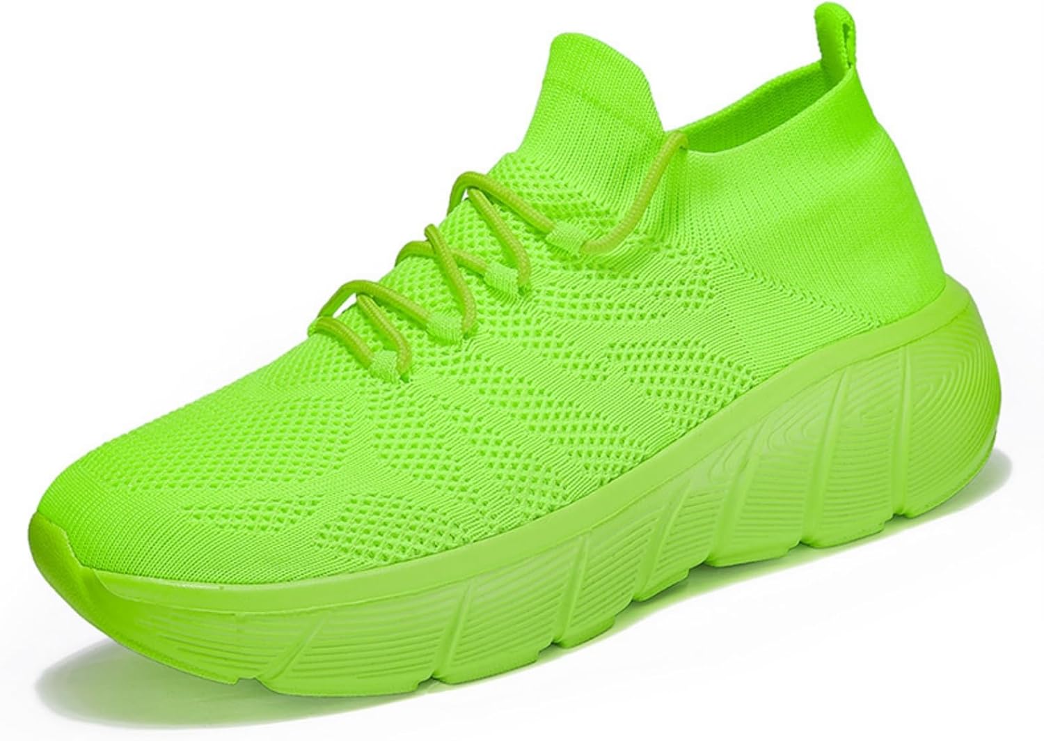 

Мужские и женские слипоны для ходьбы, кроссовки на шнуровке, вязаные дышащие беговые теннисные кроссовки Generic, зеленый