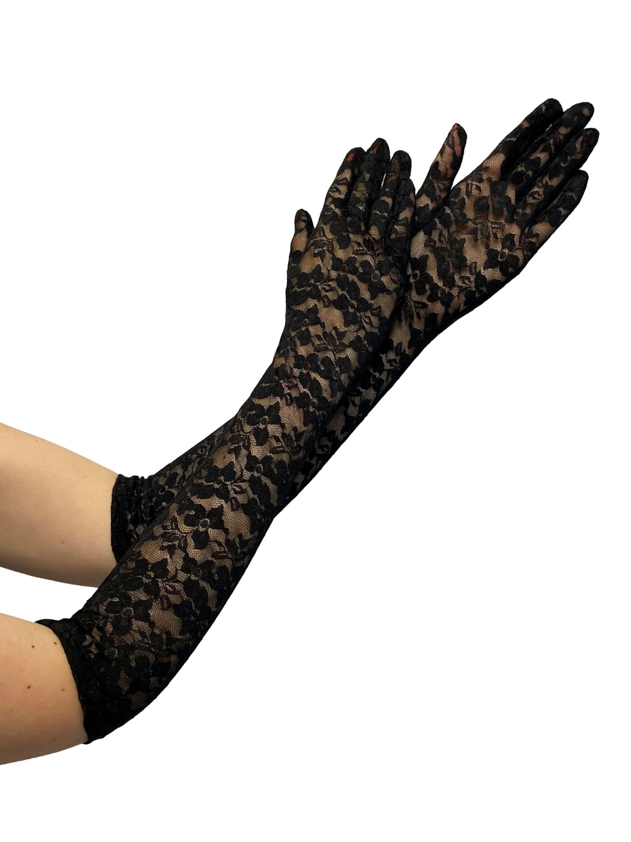 

Dirndline Полноразмерные перчатки 'Spitzenhandschuhe, lang' в черном цвете