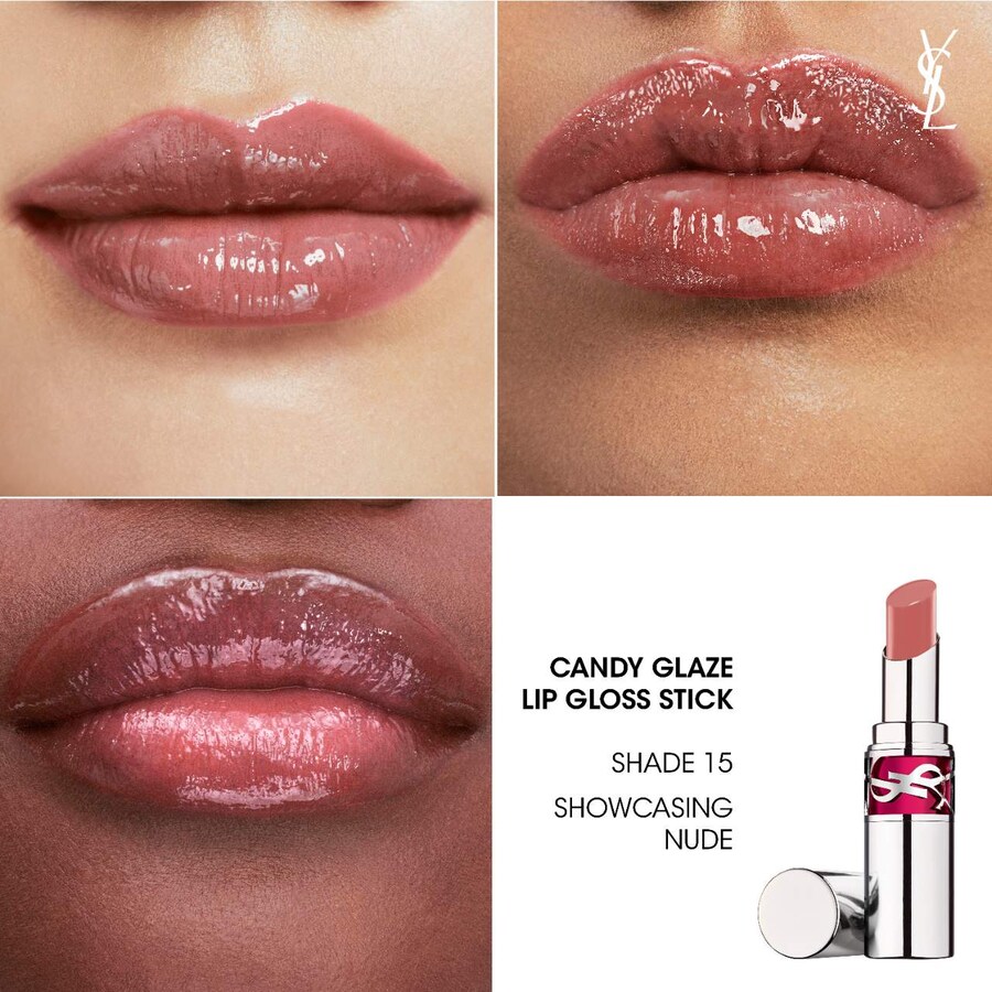 Блеск для губ YSL Candy Glaze в стике Yves Saint Laurent, 11 oz /3.2 g, 15 Showcasing Nude — фото 2