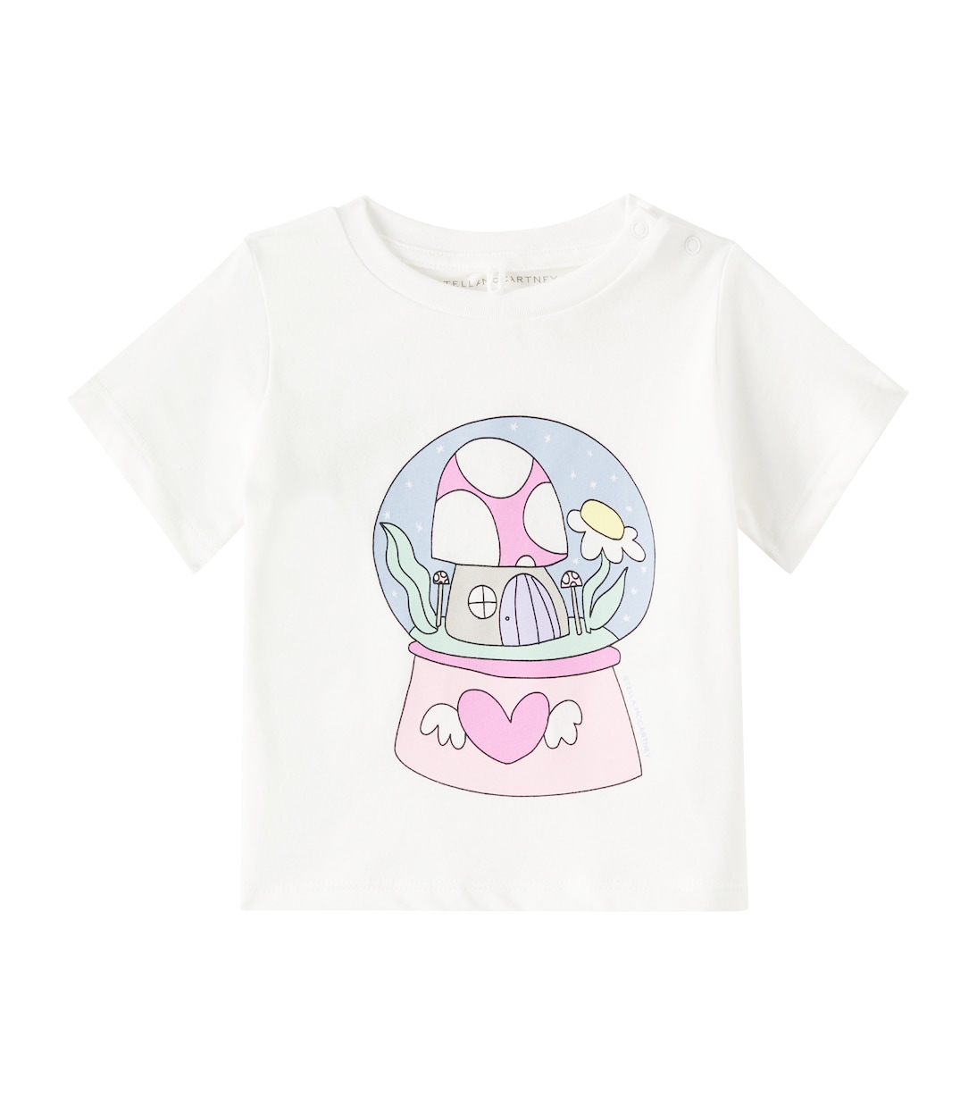 

Футболка из хлопкового трикотажа с принтом для малышей Stella McCartney Kids, слоновая кость