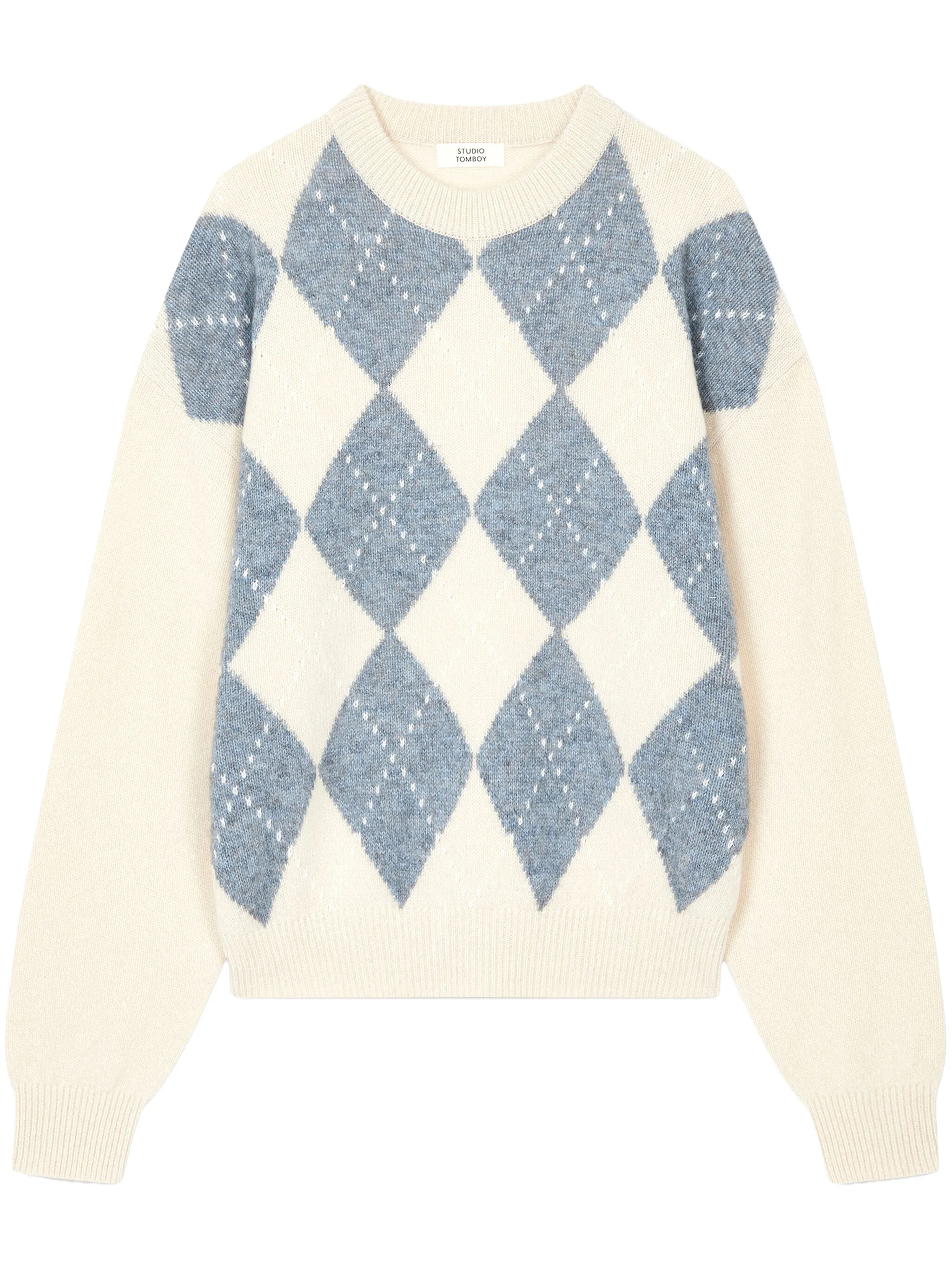 

Свитер вязки интарсия с узором аргайл Studio Tomboy, нейтральный