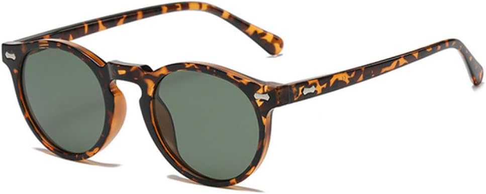 

Солнцезащитные очки LVTFCO Retro круглые поляризованные женские модные с заклепками, защита от УФ-излучения UV400, мужские панк темно-зеленые солнцезащитные очки, Leopard Dark Green