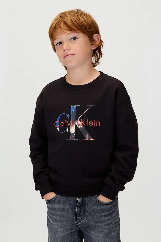 

Детская хлопковая толстовка Calvin Klein Jeans, черный