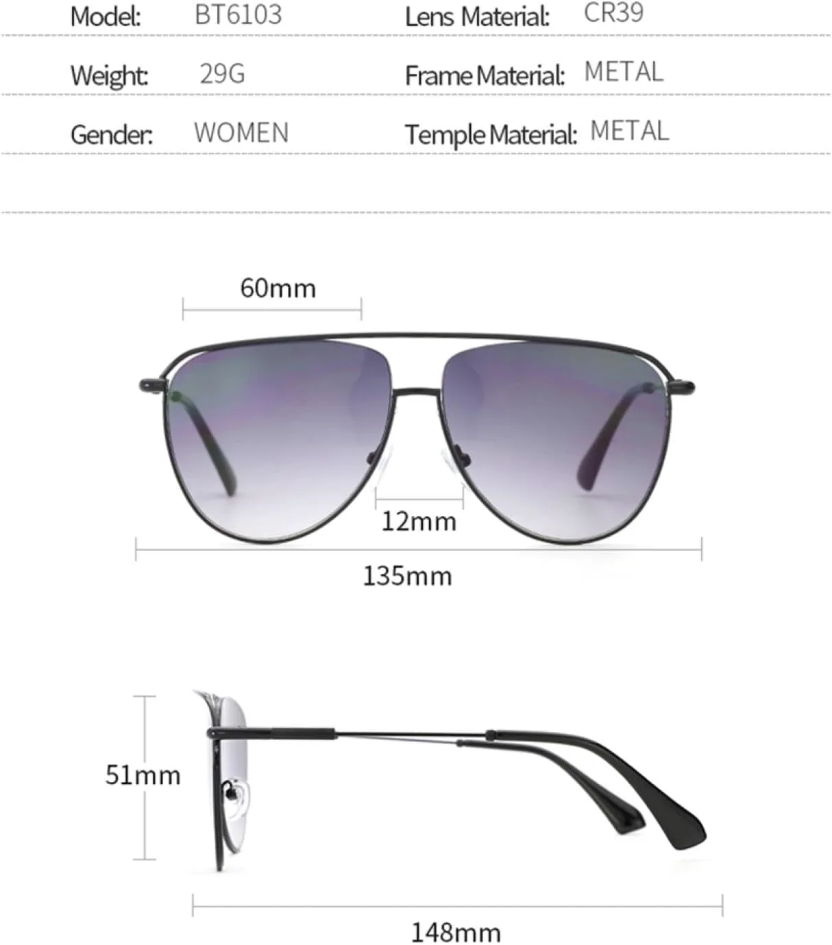 

Женские модные солнцезащитные очки с двойной перемычкой, металлическим покрытием, защитой от УФ-излучения UV400 и градиентной защитой TOIPASTN, 002 Purple