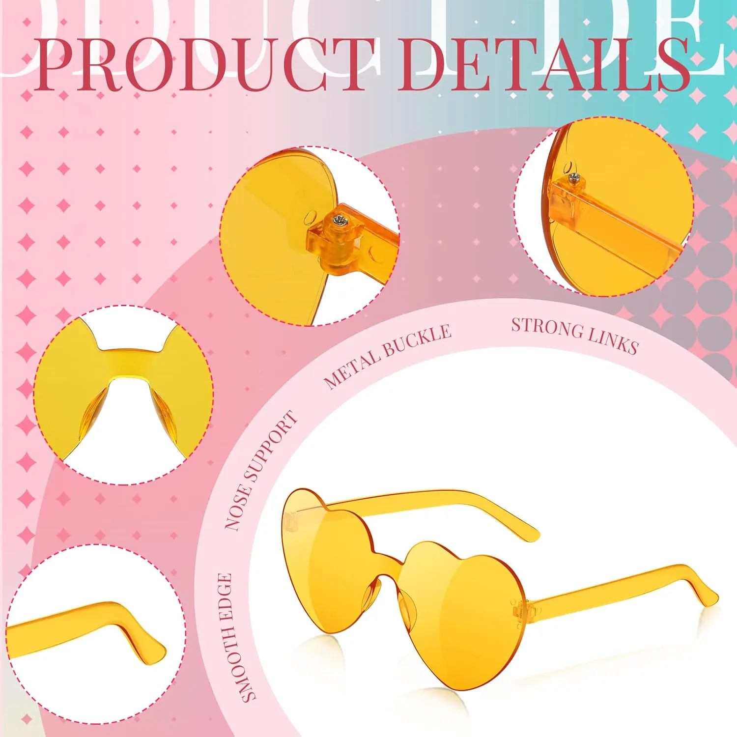 

40 пар солнцезащитных очков в форме сердца, без оправы, прозрачные, конфетные цвета, сувениры для вечеринки для женщин и мужчин, украшение Konohan, Classic Colors