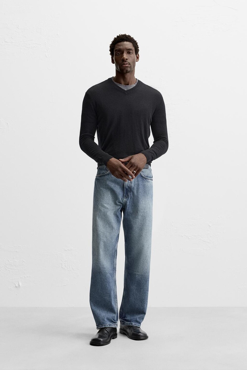 

Свободные прямые джинсы ZARA, средне-синий