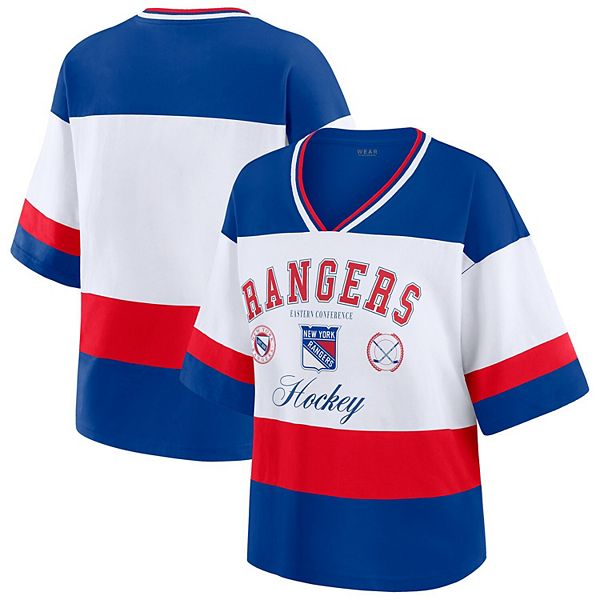 

Женская футболка в стиле джерси New York Rangers сине-белая Wear By Erin Andrews, Белый, Женская футболка в стиле джерси New York Rangers сине-белая Wear By Erin Andrews