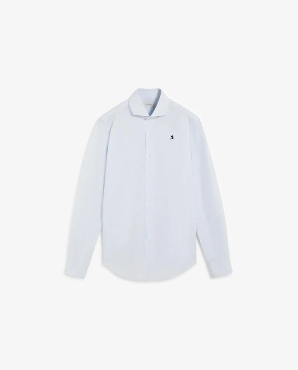 

Мужская хлопковая рубашка с контрастным логотипом Scalpers, светло-голубой