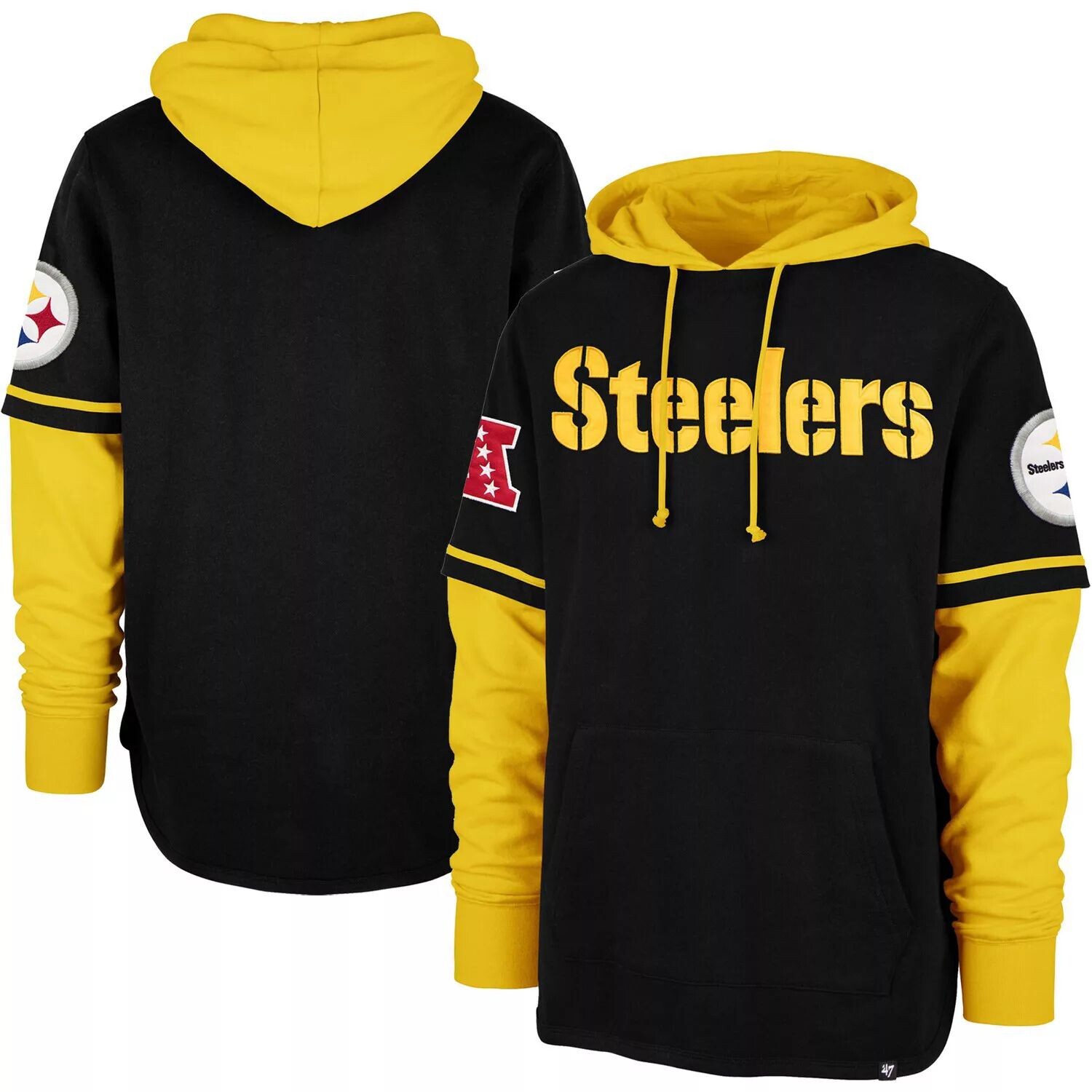 

Мужская черная толстовка с капюшоном Pittsburgh Steelers Shortstop '47
