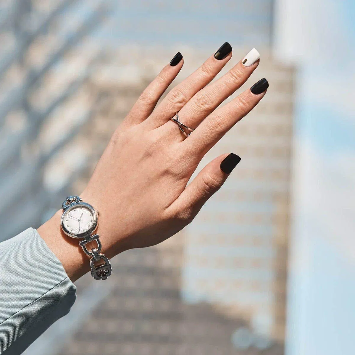 Набор накладных ногтей «imPRESS Press-On Manicure Midnight Drive» от KISS Impress, Black, White — фото 4