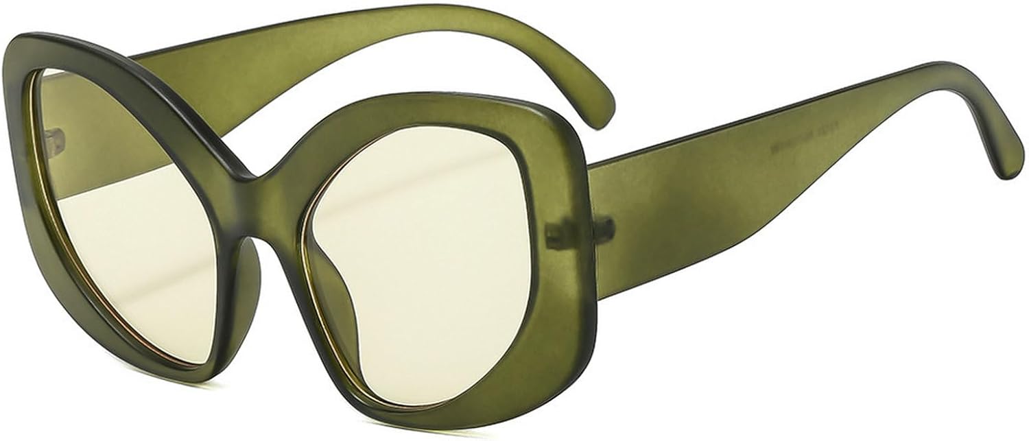 

Современные модные солнцезащитные очки «кошачий глаз» для женщин, 2025 год, роскошные коричнево-зеленые солнцезащитные очки для женщин, большие ретро-очки mincl, Green