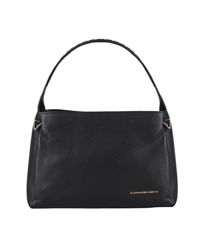

Сумка через плечо Cindy с плечевым ремнем из черной зернистой кожи. Alexander Smith, черный