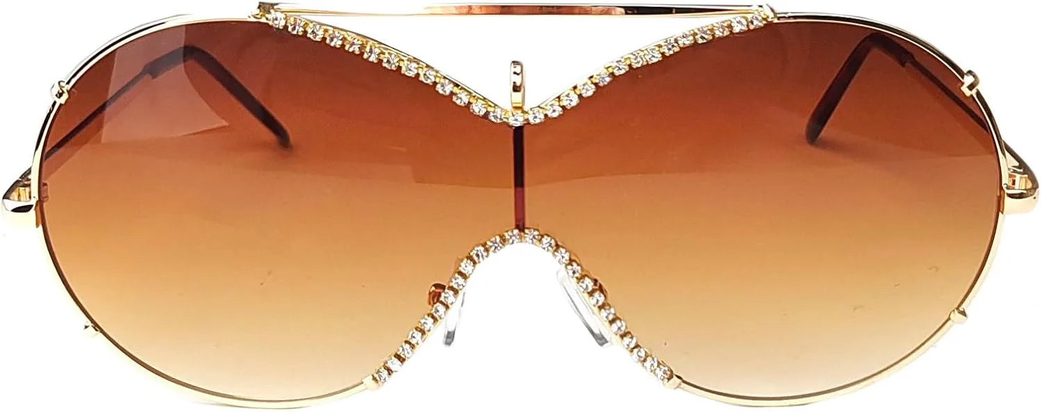 

Солнцезащитные очки Willochra Diamond Pilot для женщин, модные, в большой оправе, цельные, со стразами, солнцезащитные очки-маска, модные овальные очки, Tea