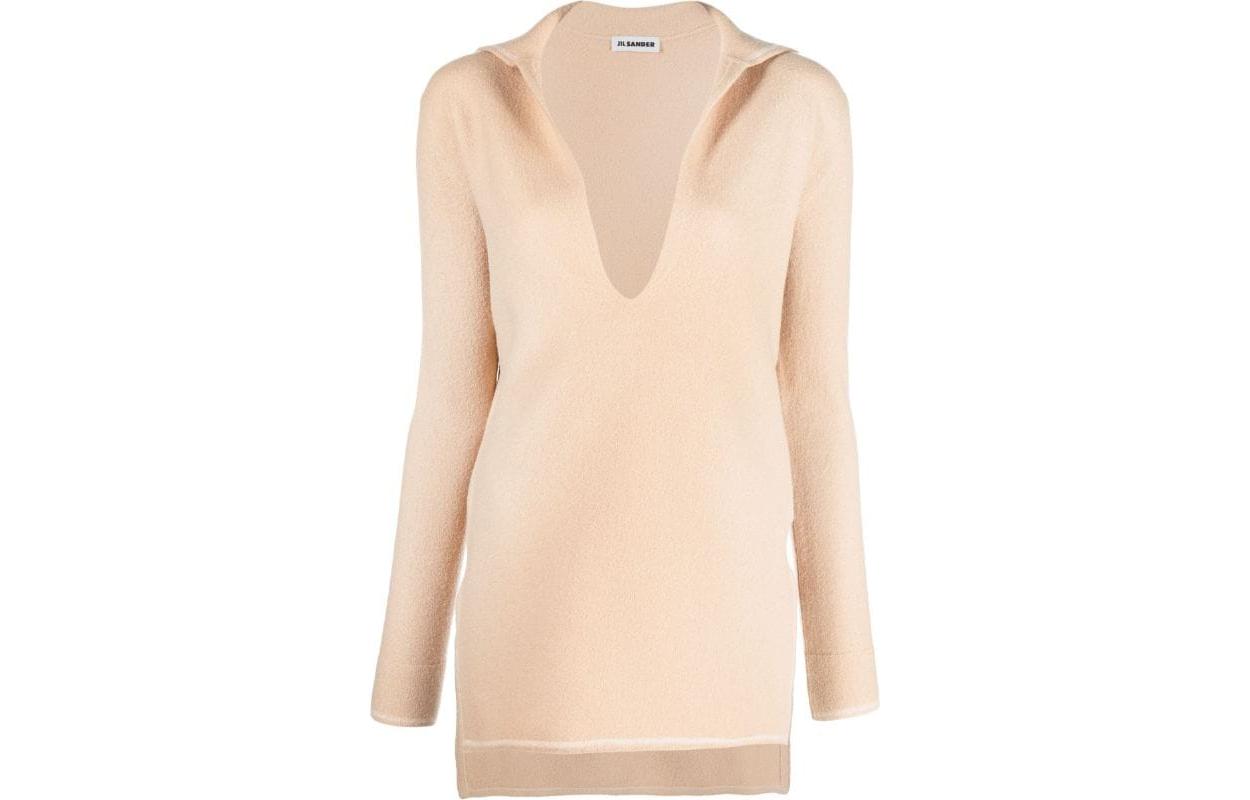 Джемпер с V-образным вырезом и длинным рукавом JIL SANDER, neutral color — фото 3