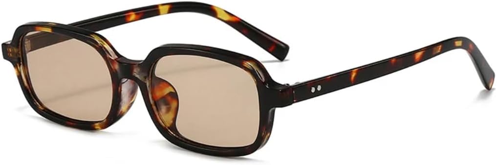 

Солнцезащитные очки для мужчин и женщин - защита UV400 - прозрачная оправа с небольшими заклепками конфетных цветов для занятий спортом на открытом воздухе и вождения DSVIGF, Leopard Champagne