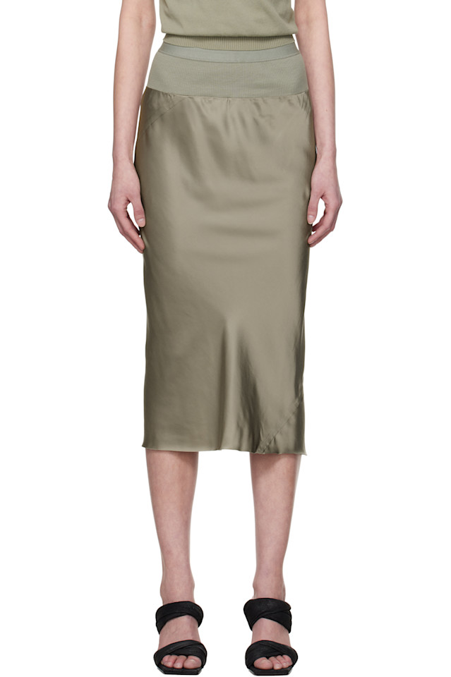 

Голливудская юбка миди с асимметричным подолом Rick Owens, цвет celadon