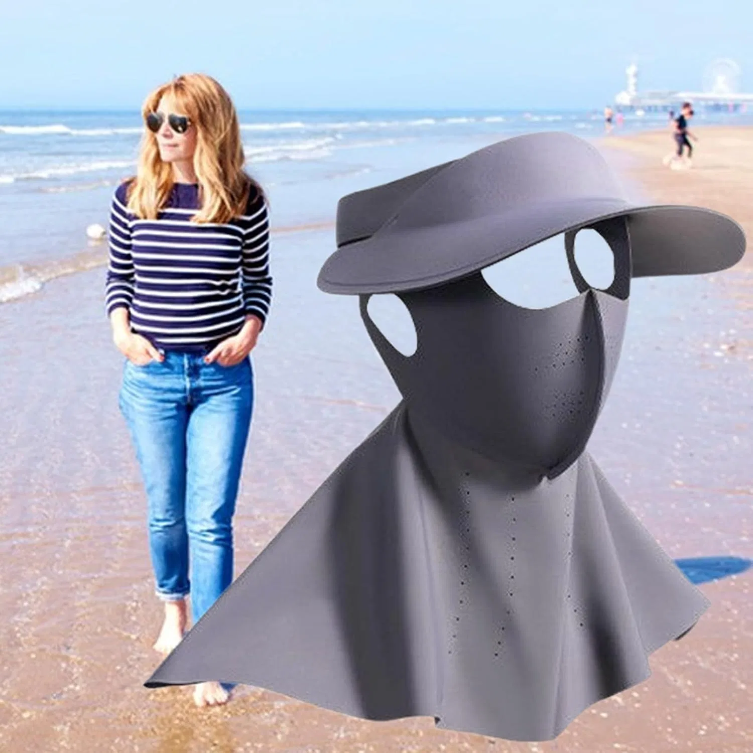 Шляпа с защитой от солнца и маской для лица Generisch — фото 3