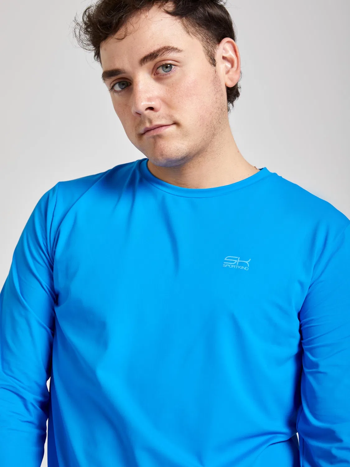 Спортивная футболка Sportkind Performance Shirt с круглым вырезом и длинными рукавами, бирюзового цвета — фото 2
