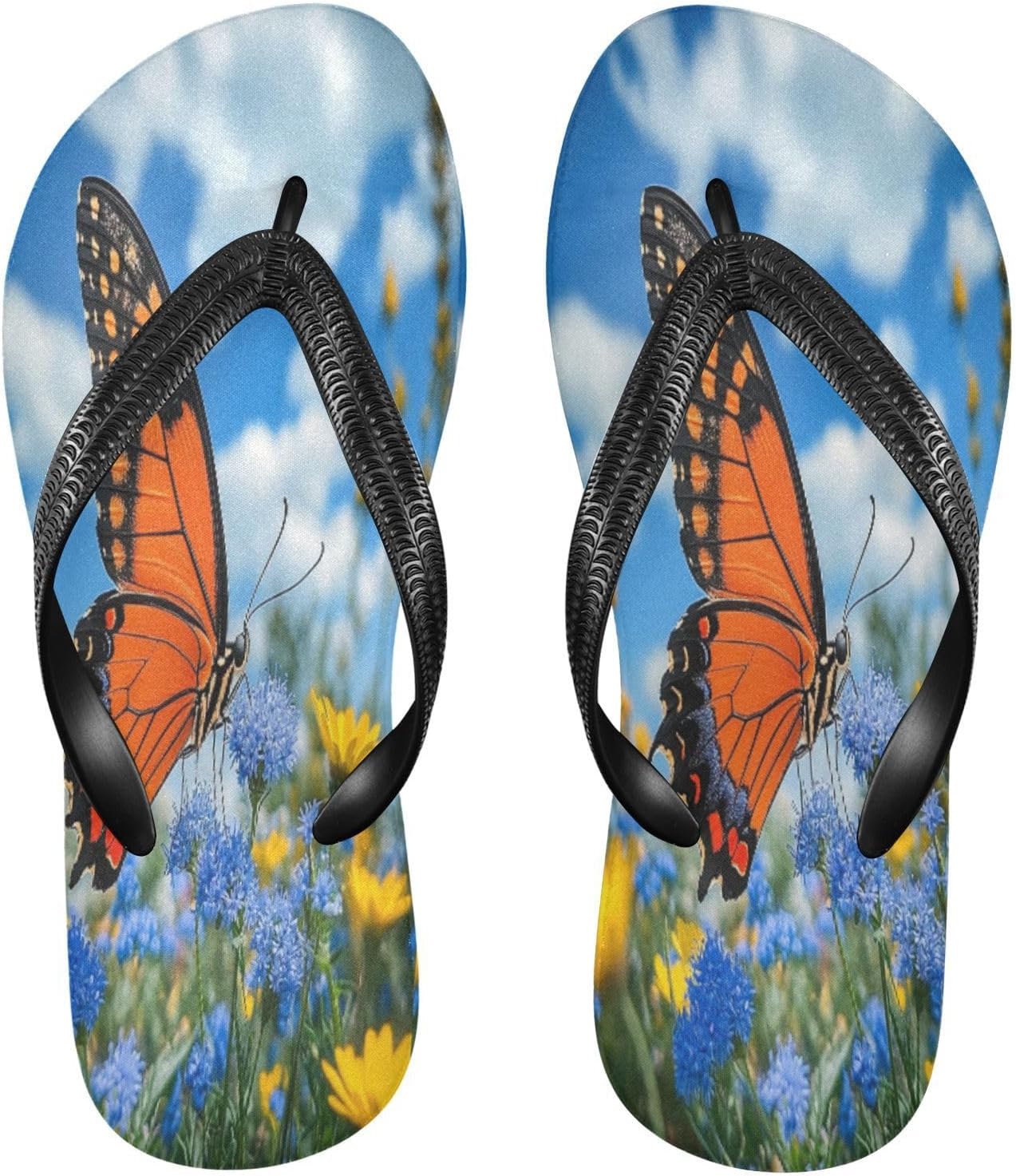 

Шлепанцы «Оранжевая бабочка-монарх» для пляжа и душа, резинескользящие летние тапочки для женщин и мужчин Sinestour