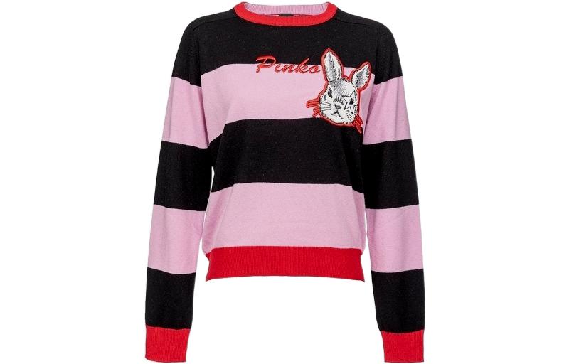 

PINKO Вязаный свитер SS23 женский черно-розовый