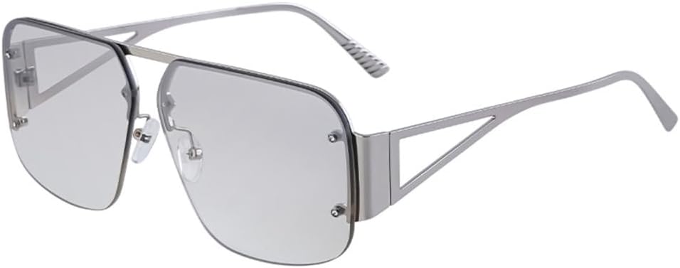 

Солнцезащитные очки MUTYNE увеличенного размера, квадратной формы, без оправы, модные, роскошные, без оправы, для мужчин, в стиле ретро, ​​полуободковые очки, C5 Silver