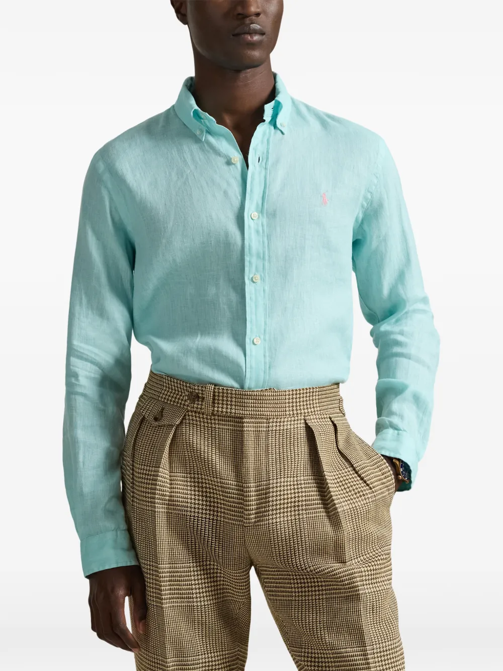 Рубашка с длинными рукавами и вышивкой Polo Ralph Lauren, синий — фото 3