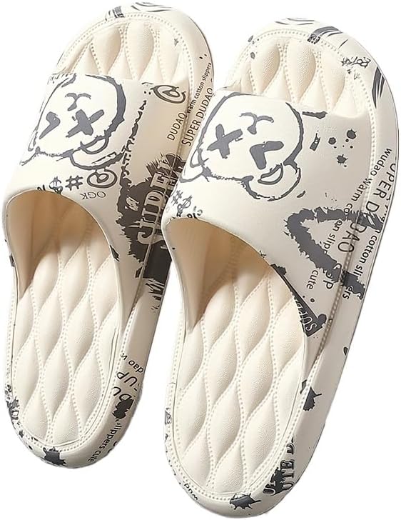 

Мужские, женские и детские модные слипоны Hhhchpm с цветочным принтом на платформе, унисекс, повседневные открытые тапочки с антискользящей подошвой для дома и улицы, белый