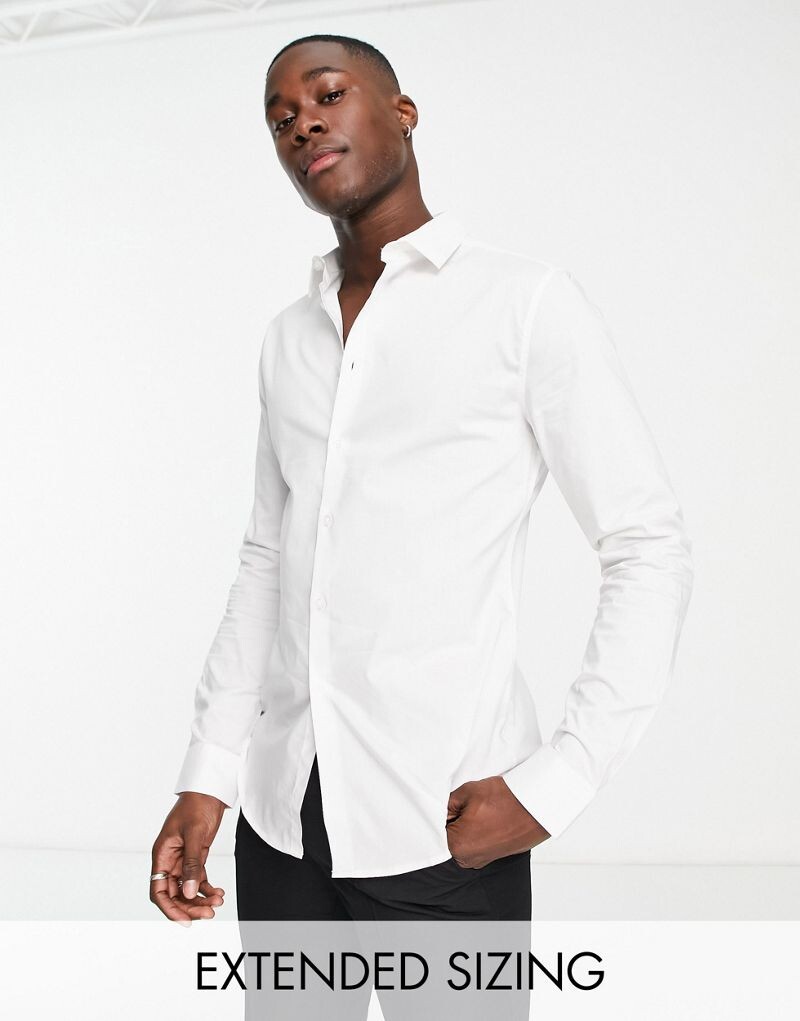 

Белая эластичная рабочая рубашка узкого кроя ASOS DESIGN