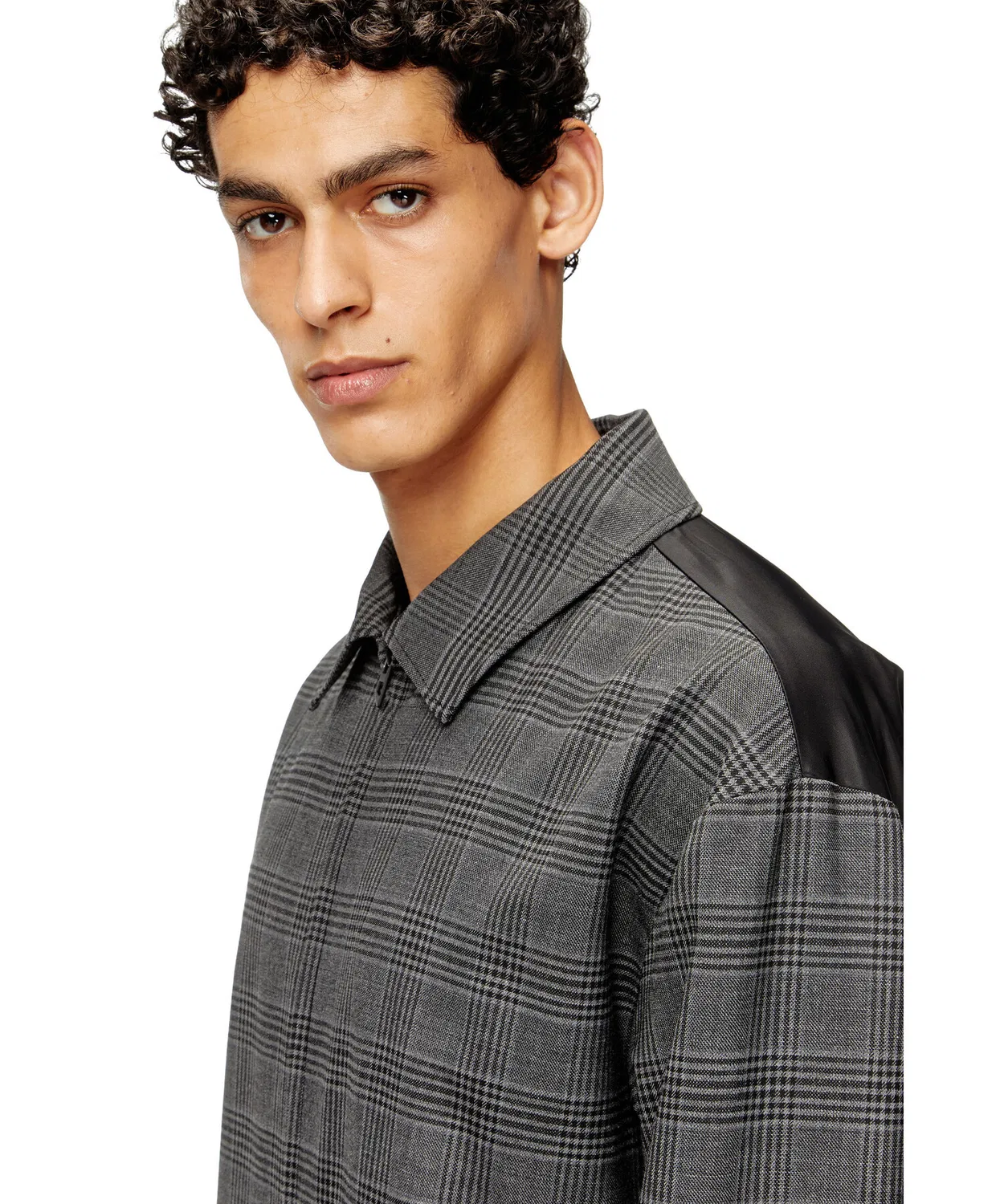 Куртка-бомбер Diesel J-TING из шерстяной ткани в клетку Glen, черный — фото 3